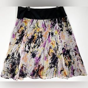 Zara Basic Women's Abstract  Skirt Multicolor Side Zip Pleated Flowy Size XL
